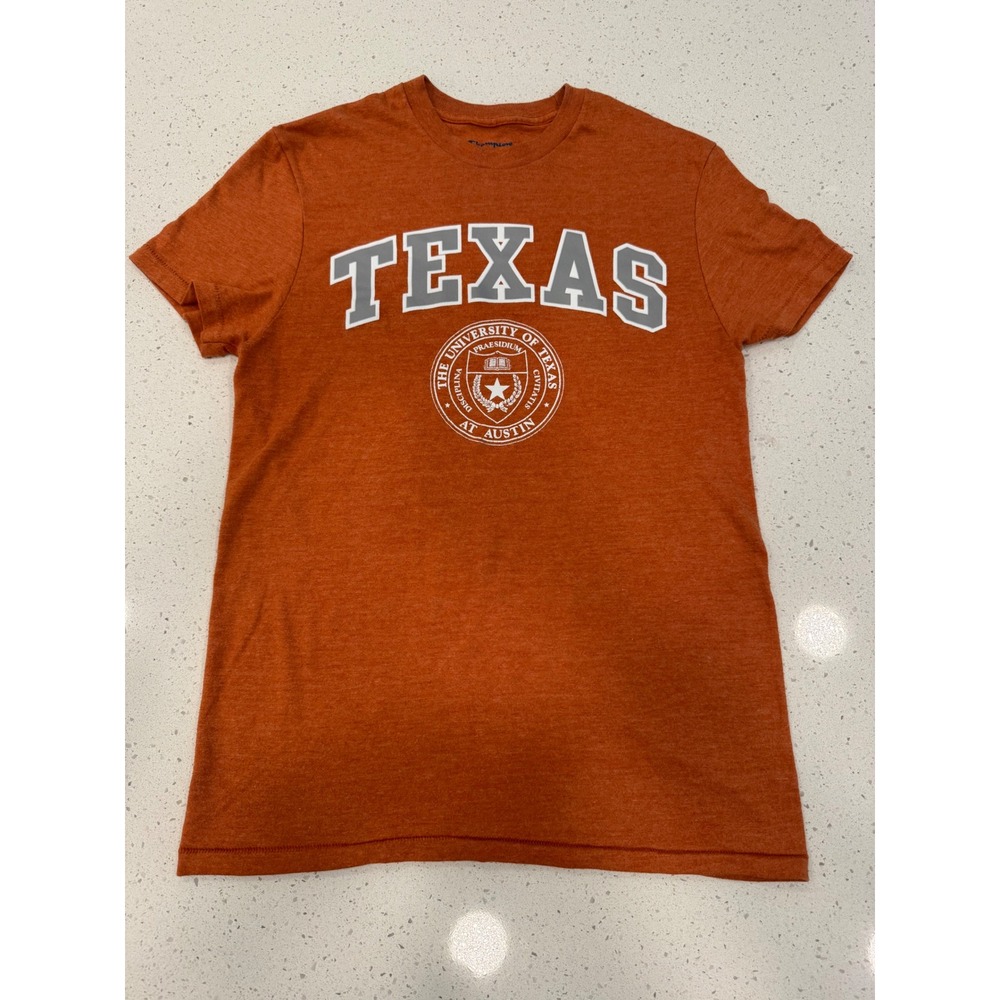 Champion T-Shirt Mens Small Orange Excellent University of Texas Austin Casual